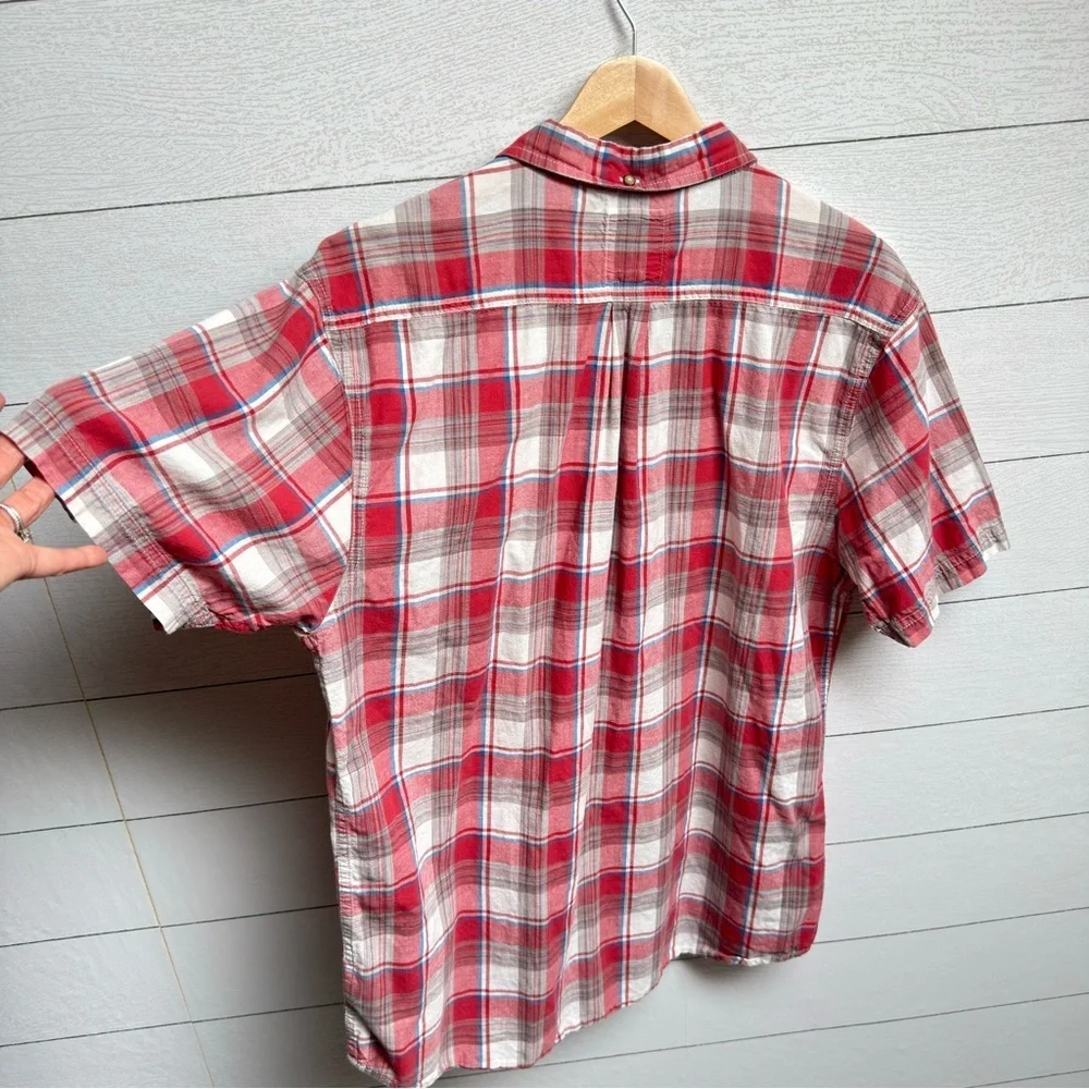 Levi’s | Cotton Red White Blue Plaid Short Sleeve Shirt – Vintage Americana | LG
